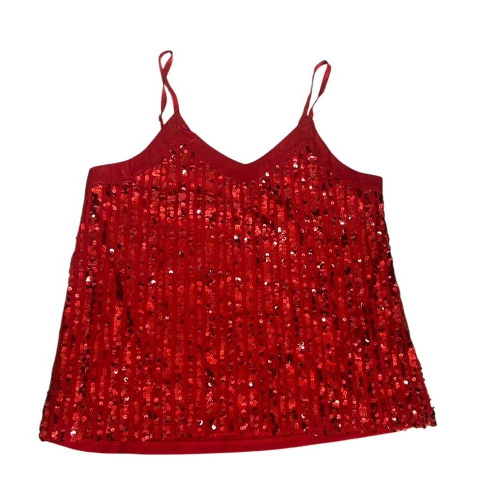 No Boundaries Red Sequin V-Neck Cami Tank Womens Juniors Size Large (11-13) NWT - Picture 2 of 11